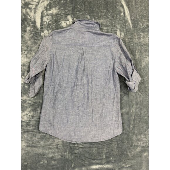 Izod Womens Small Blue Button-Up Shirt With Roll Tab Sleeves - Picture 6 of 8